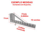 Varal Individual de Parede com Jogo de Roldanas e Comando com Suporte L