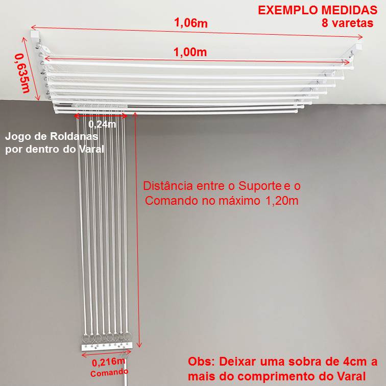 Varal Individual de Teto com Jogo de Roldanas