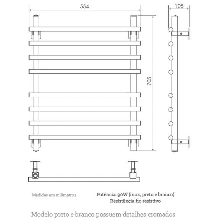 Toalheiro Térmico Sottile Branco Seccare